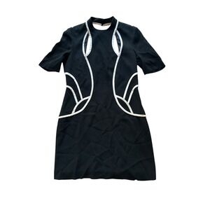 TEMPERLEY LONDON Black Sheath Cutout Dress Cream Piping Size 10 US Short‎ Sleeve